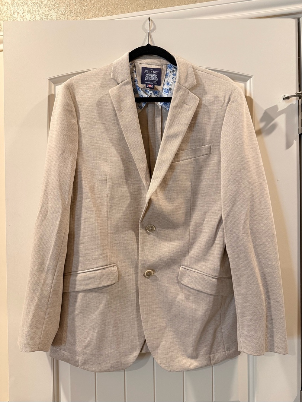 Savile Row Beige Men's Two-Button Blazer